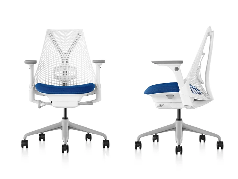 Fauteuil Herman Miller SAYL - dossier blanc assise Phoenix personnalisable - Design iconique et ergonomie