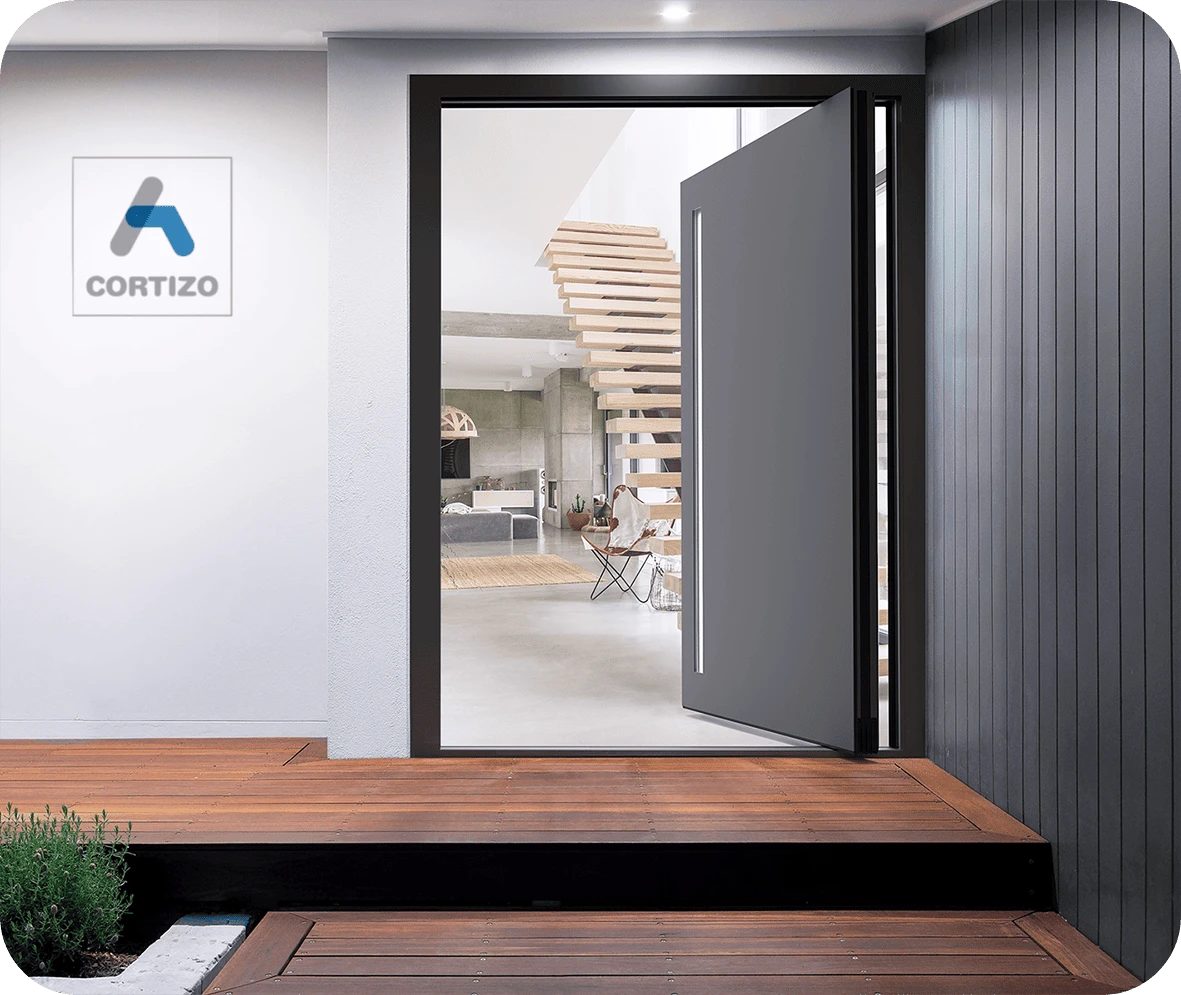 Vente et pose de porte d’entrée aluminium CORTIZO