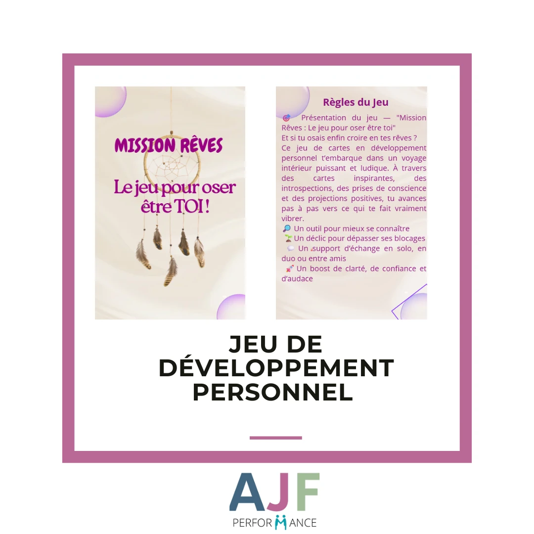 Jeu de développement personnel par AJF PERFORMANCE – Outil ludique pour révéler ton potentiel