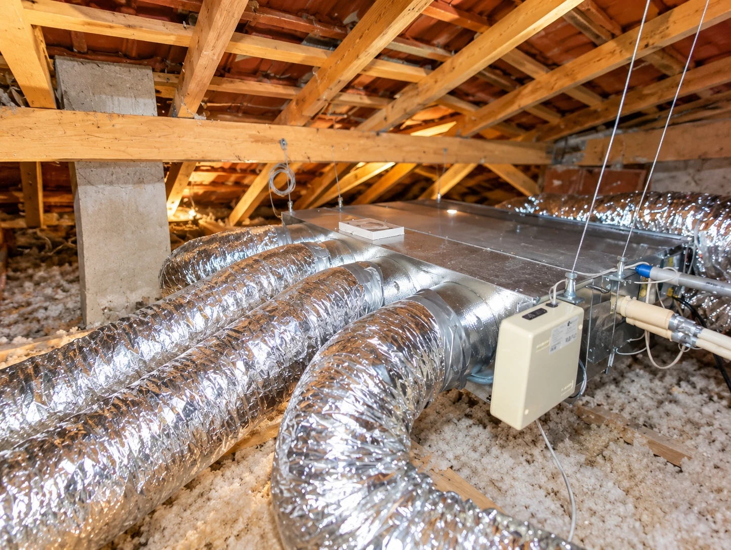 Installation d'une Pompe à chaleur air-air gainable (climatisation réversible) avec régulation zone par zone Koolnova