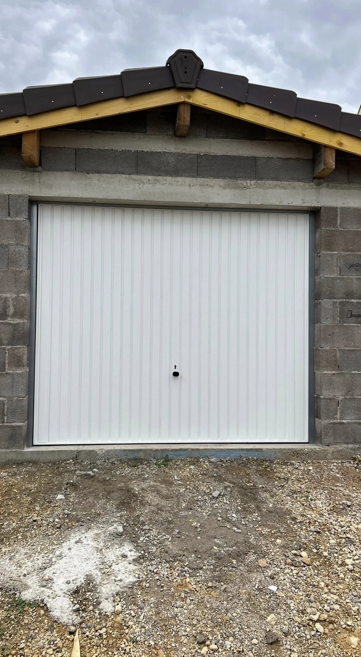 Porte garage basculante débordante avec rails - Blanc Hauteur : 207cm x Largeur : 248cm