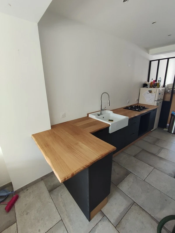 Plan de travail en bois massif