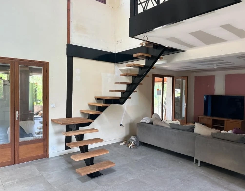 Escalier avec ou sans palier - structure bois ou métal