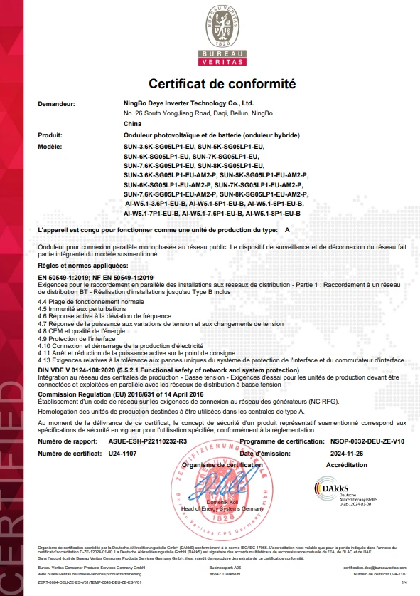 Onduleur Hybride monophasé DEYE  3.6 kw SUN-3.6K-SG05LP1-EU-AM2-P