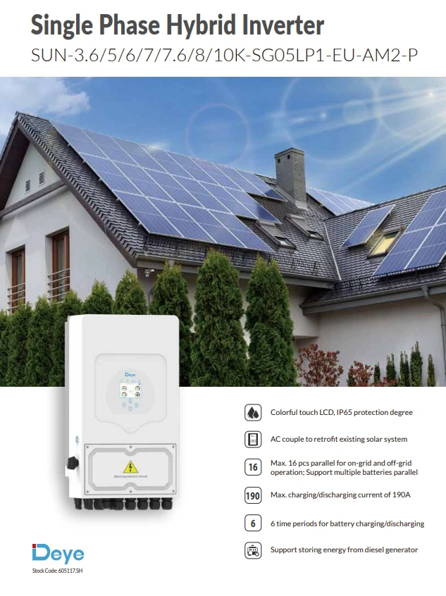 Kit couplage AC monophasé DEYE Hybride 3.6 kw + batterie  15 kwh