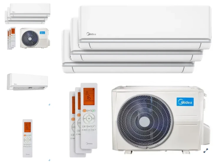 climatisation Tri Split  8 kw Midea 25+25+35 jusqu' a 80 m2 pose inclus