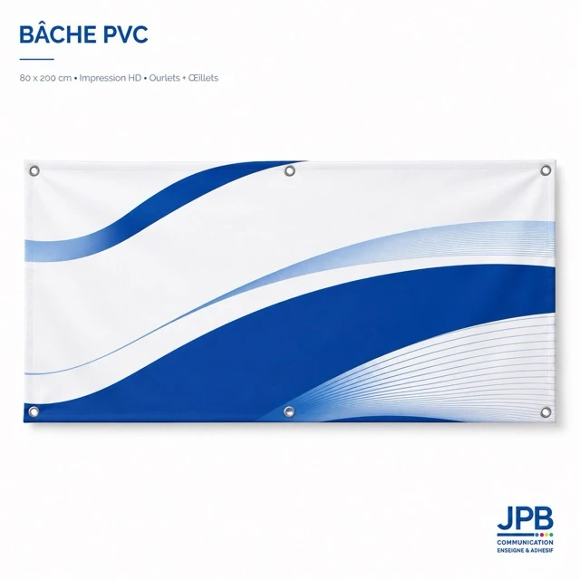 Bâche publicitaire PVC 100 × 80 cm – Impression HD + œillets – Prête à poser