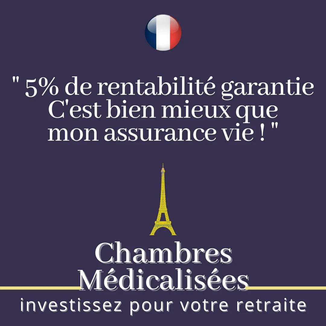 Investissement en chambre médicalisée en EHPAD au loyer de 336 € garanti net d'impôt pour la retraite complémentaire.