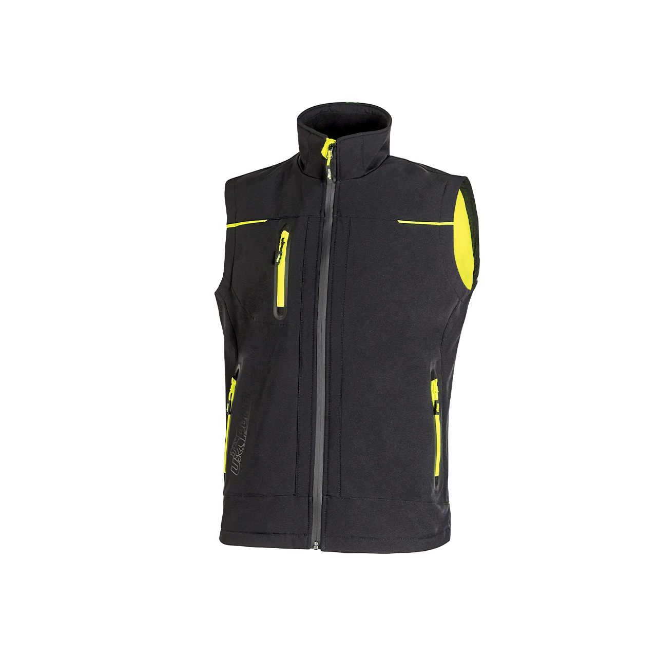 Gilet Softshell black Carbon / jaune FLUO