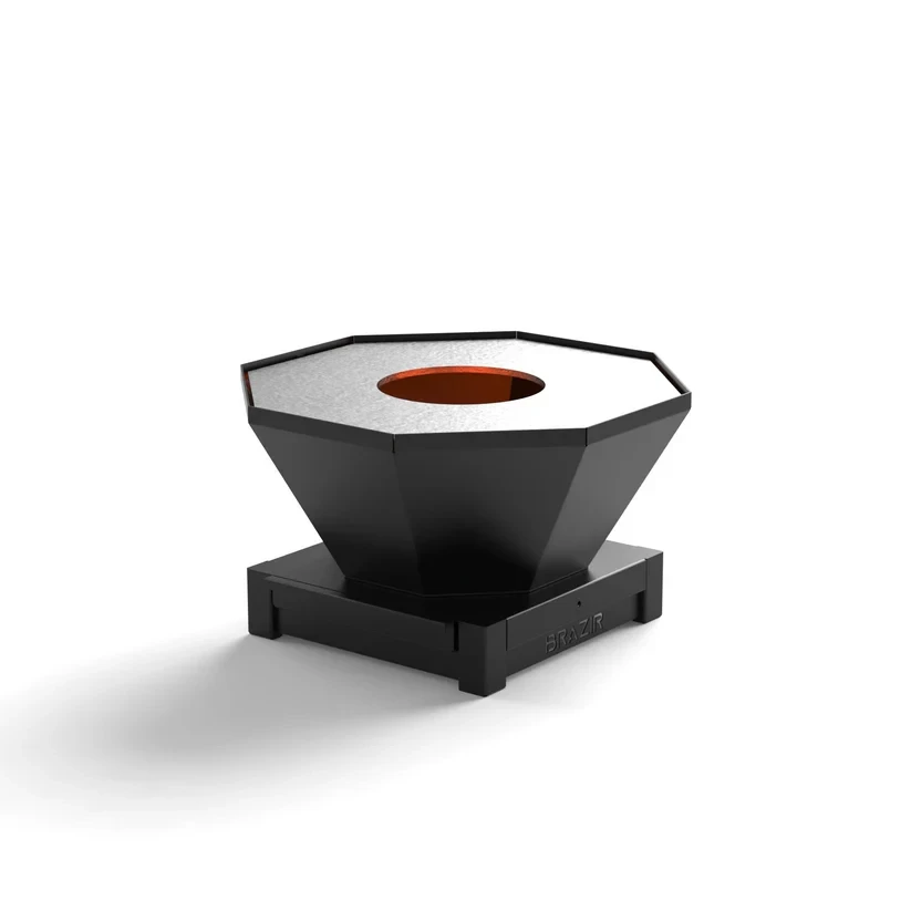 Brasero-Plancha 640 mm : Octogonal avec socle taille S - Finition Noire : peinture thermolaquée haute température - Idéal jusqu'à 7 convives