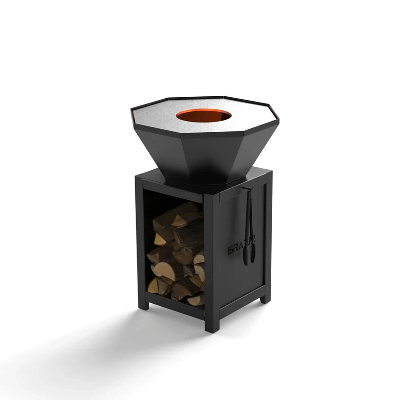 Brasero-Plancha 640 mm : Octogonal avec socle taille M - Finition Noire : peinture thermolaquée haute température - Idéal jusqu'à 7 convivesu produit