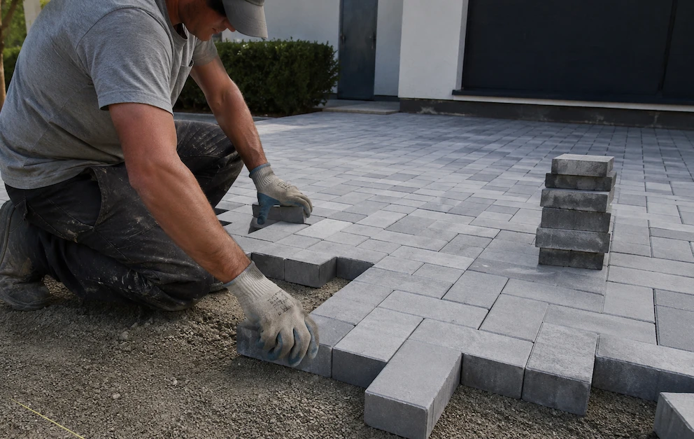Pose de pavés extérieurs
