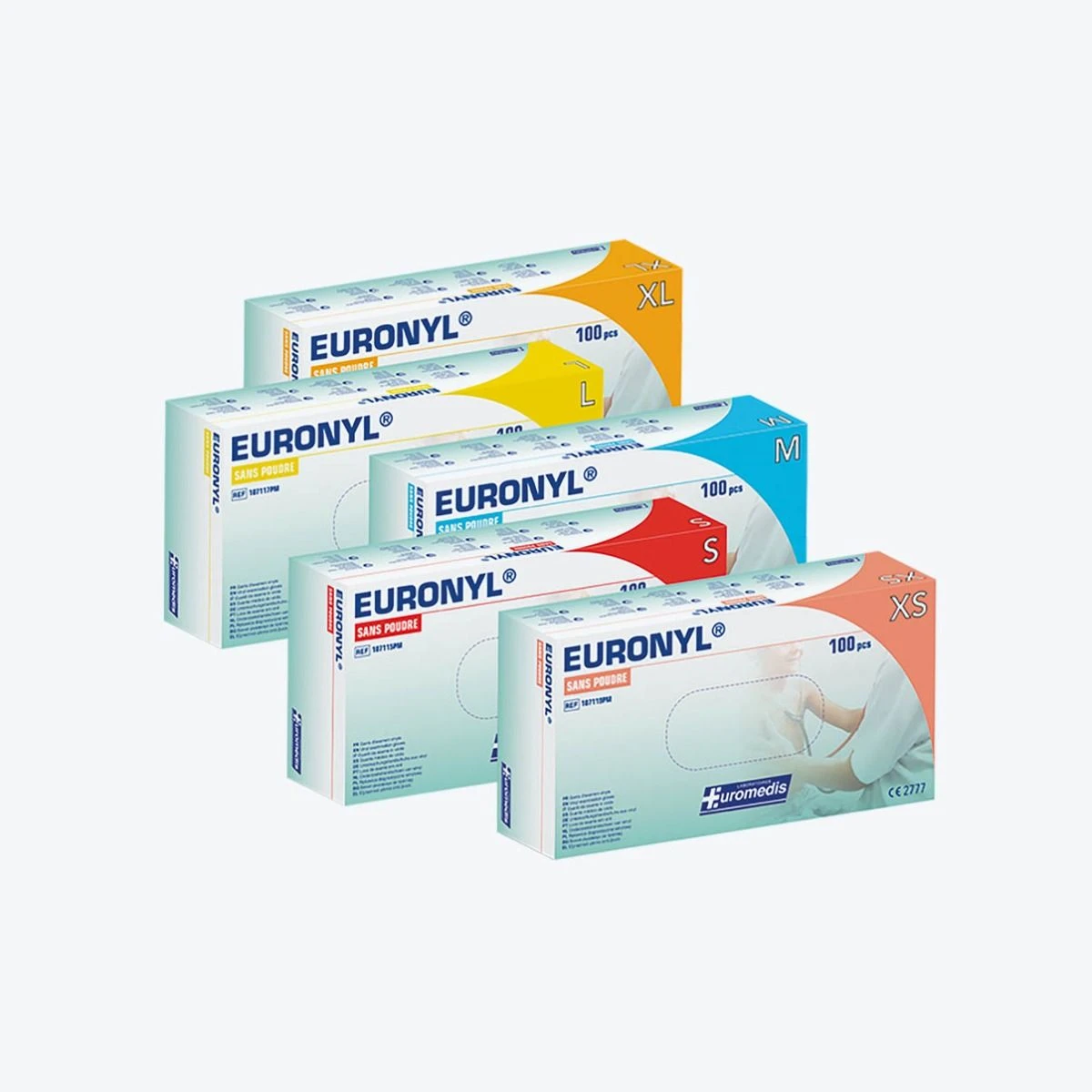 Gants vinyle - Non poudrés - Non stériles - Euronyl - Boîte de 100