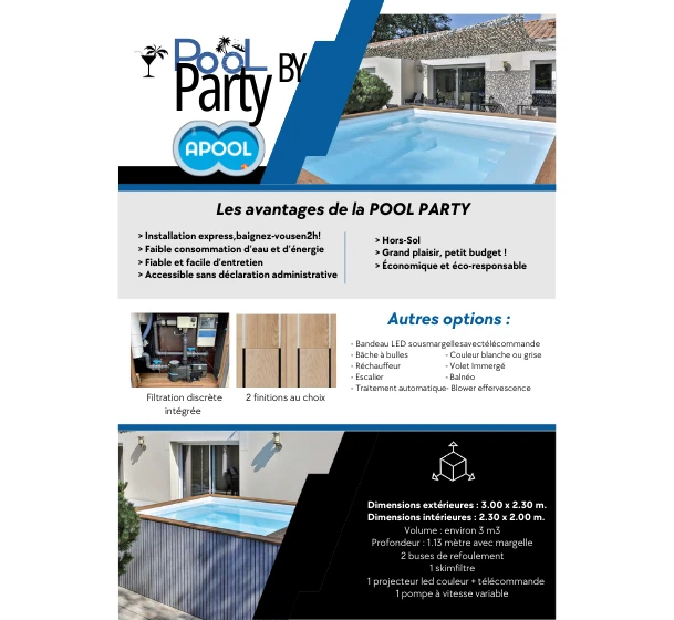MINI Piscine Pool Party - Plug & Play - Moins de 10 m2