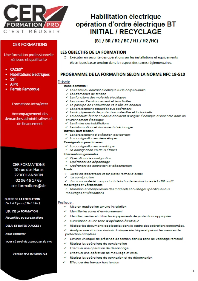 Habilitation électrique d'ordre électrique