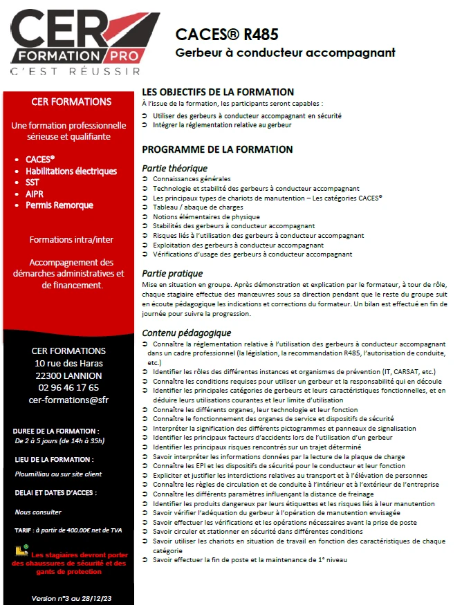 Caces® R485 Cat 1et2