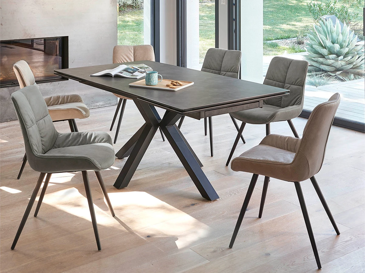 Table céramique pied métal JASMIN 180+2all de 50 cm - DESTOCKAGE D'USINE