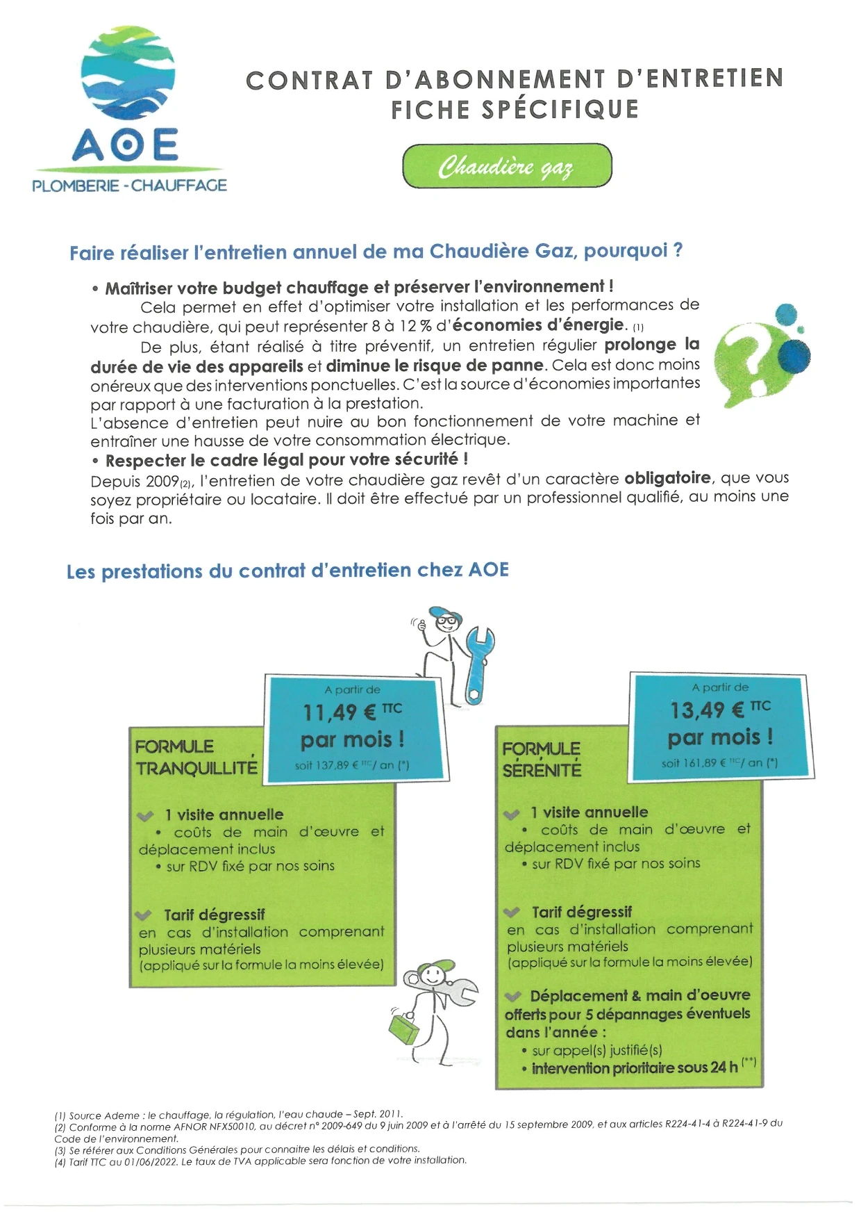 Entretien chaudière gaz