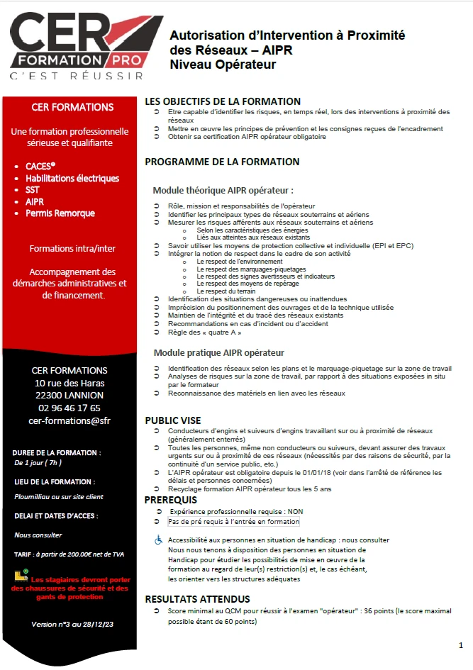 AIPR opérateur