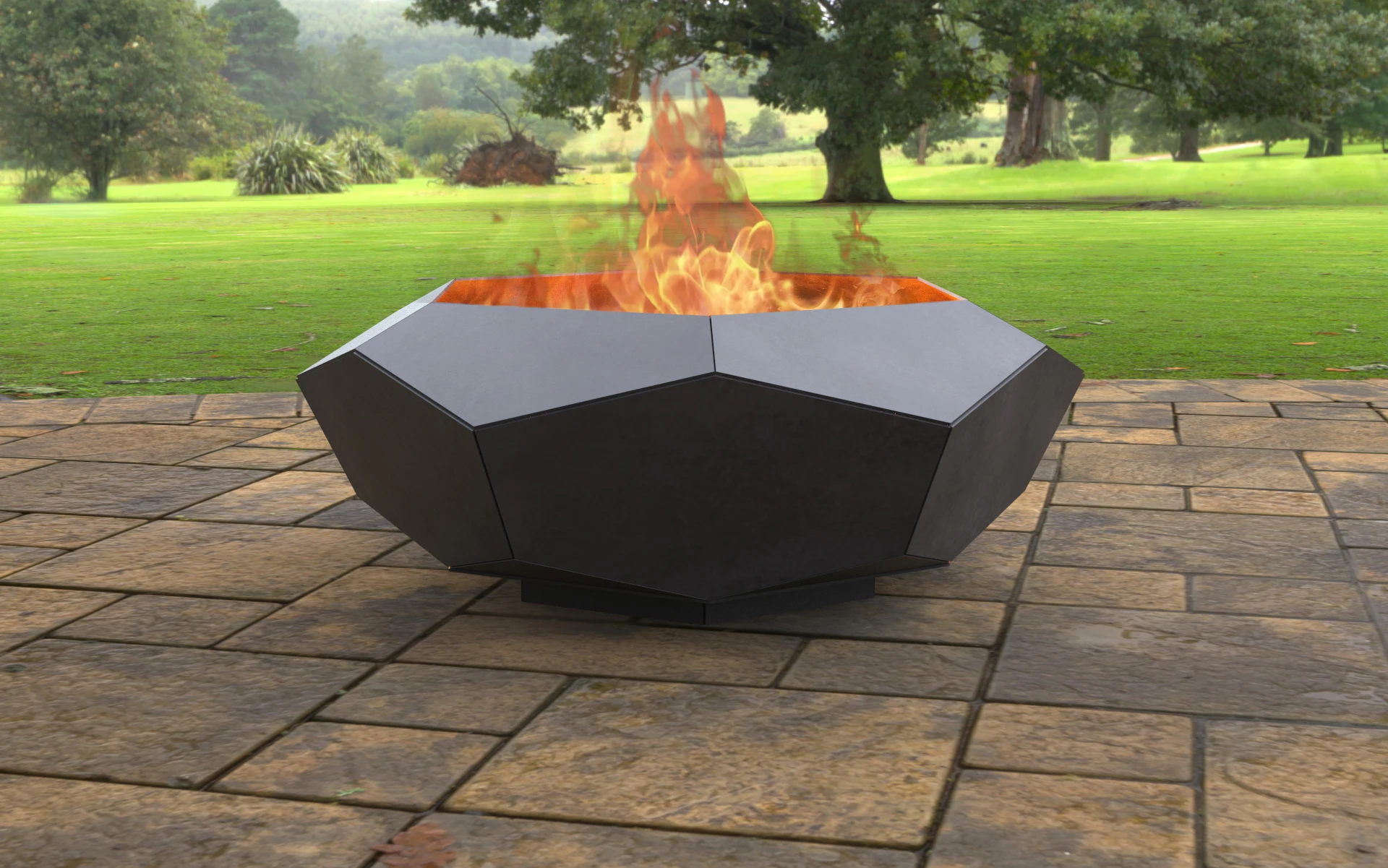 Brasero Hexagone extérieur pour terrasse et jardin