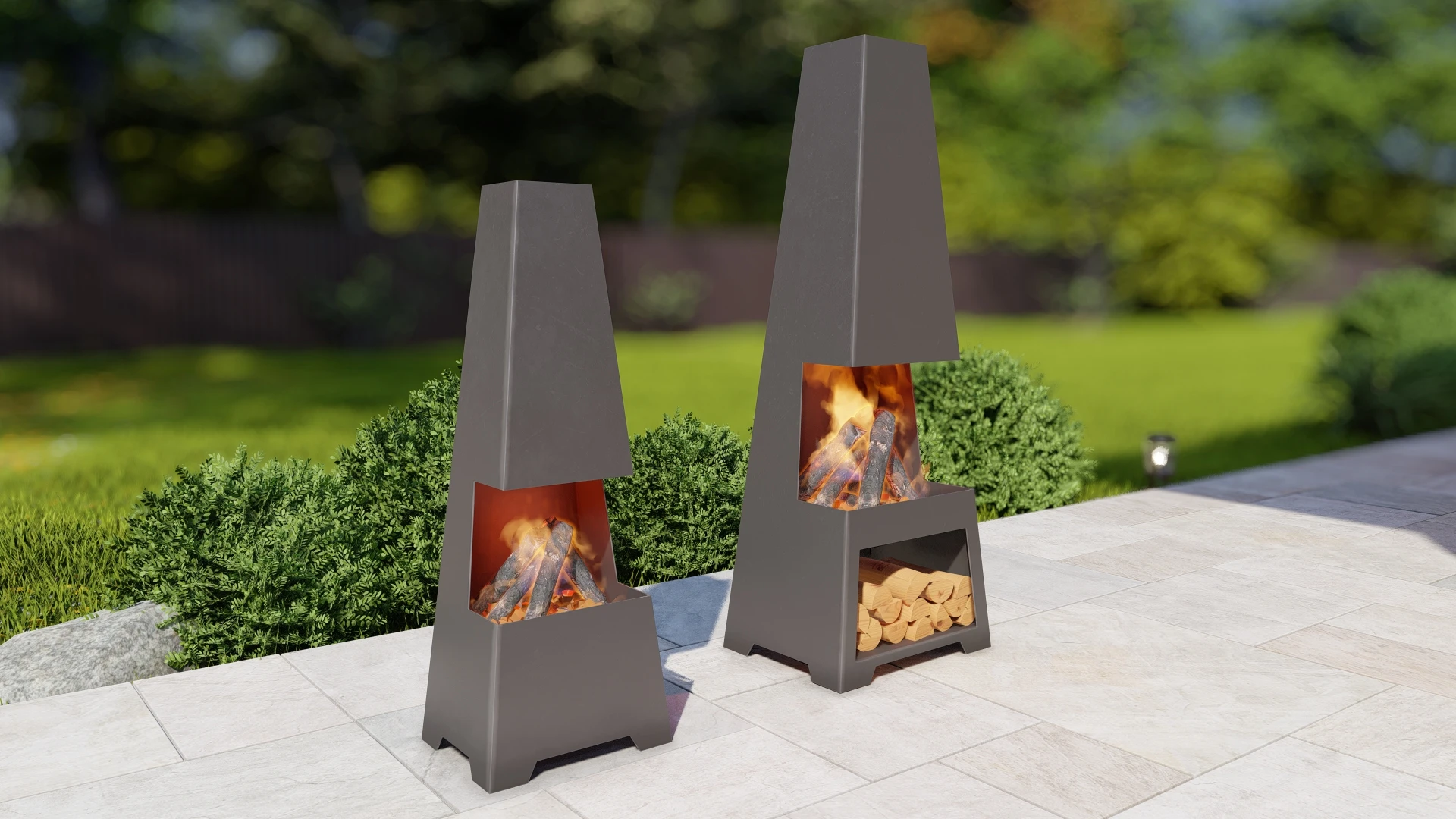 Brasero pyramide extérieur pour terrasse et jardin