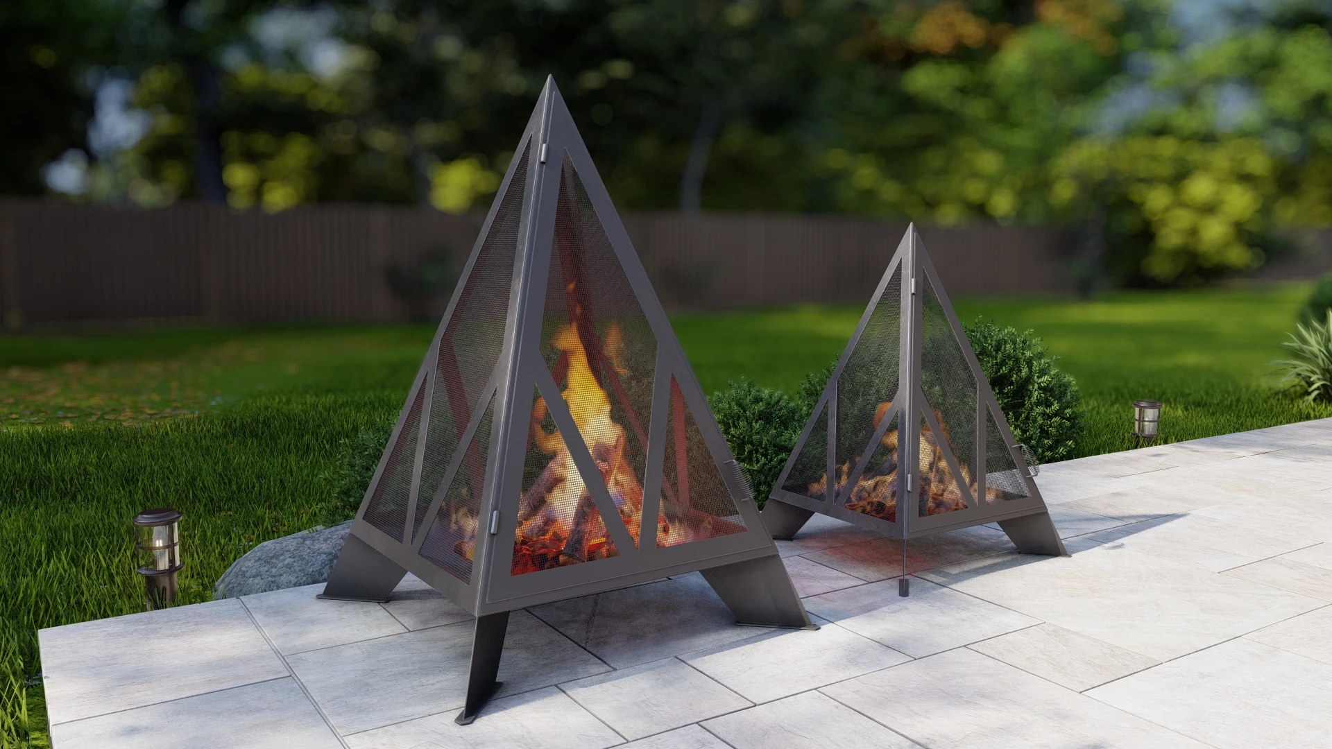 Brasero pyramide V7 extérieur pour terrasse et jardin