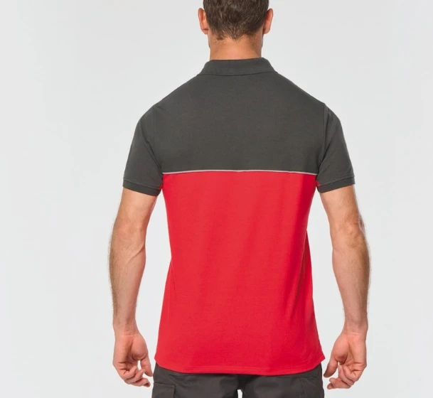 Polo bicolore écoresponsable manches courtes unisexe personnalisable
