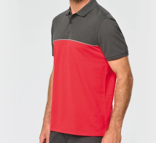 Polo bicolore écoresponsable manches courtes unisexe personnalisable