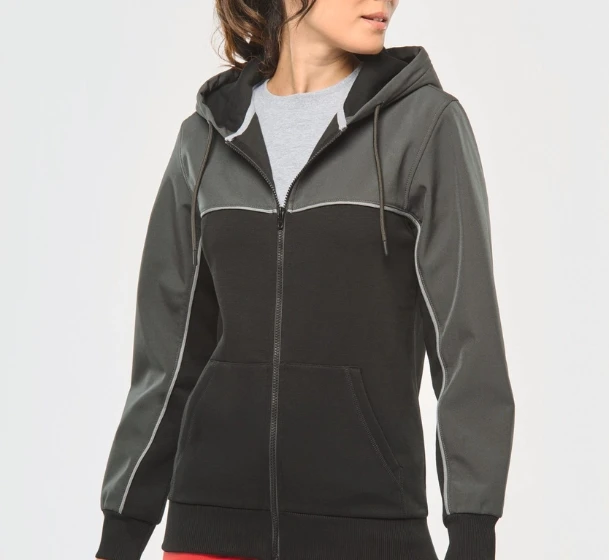 Veste molleton bicolore zippée à capuche écoresponsable unisexe personnalisable
