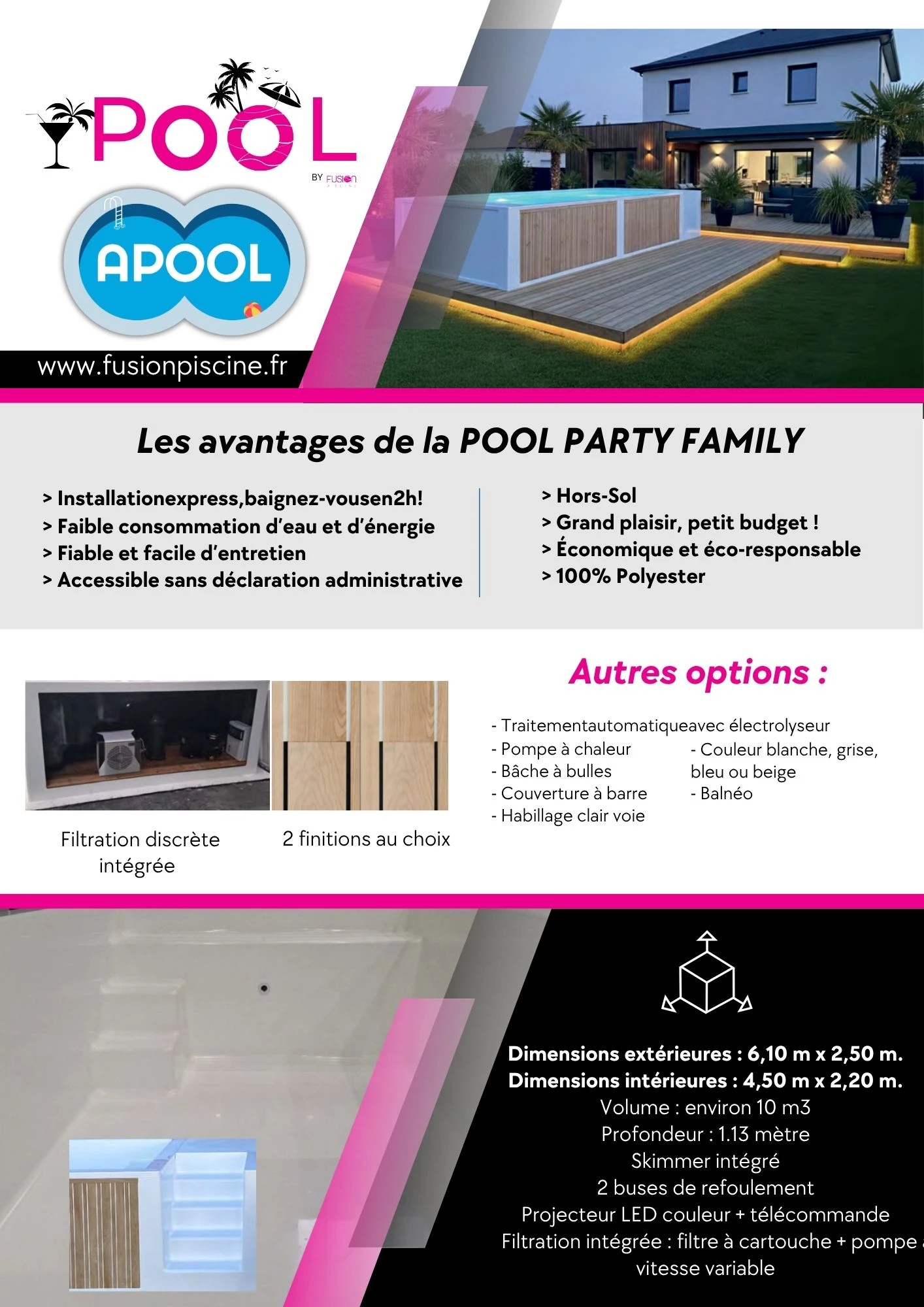 MINI Piscine Pool Party Family - Plug & Play - moins de 10m2