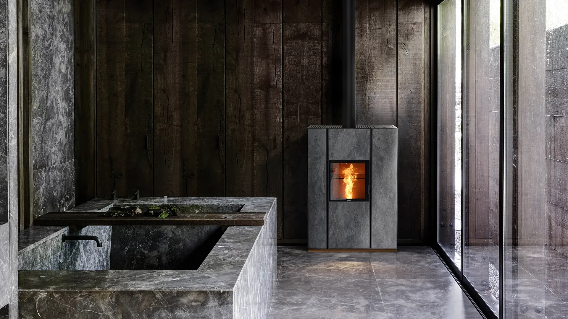 Poêle Nobis hybride (granulés/bois) UNICA 10 puissance de 4.6 à 10.3 kw