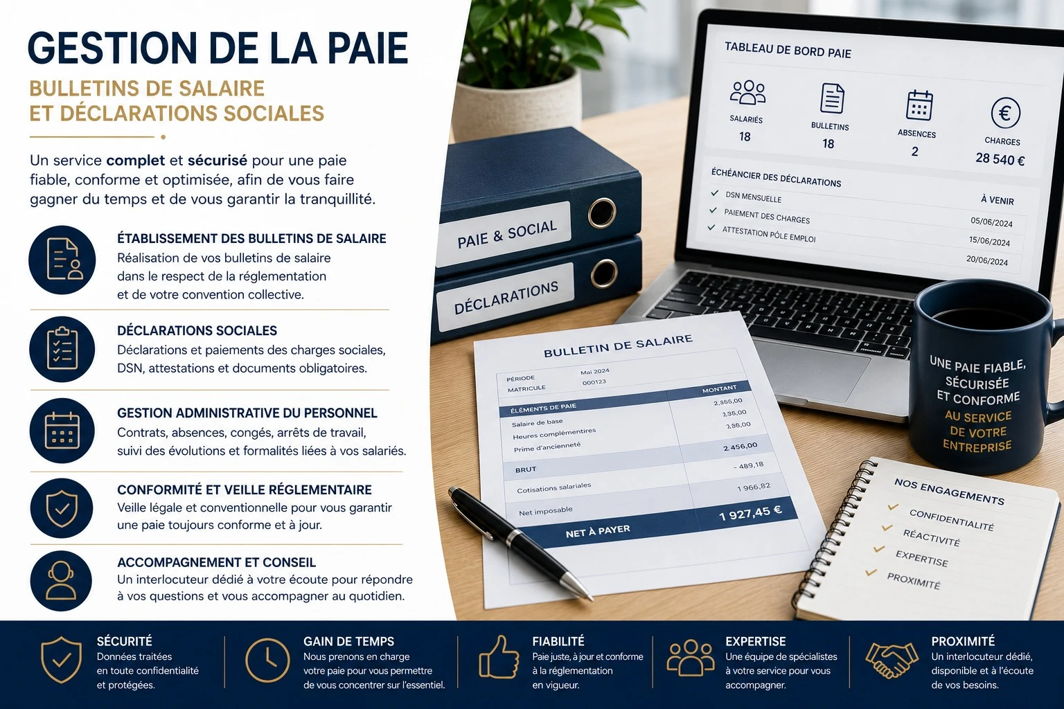 Gestion de la paie – Bulletins de salaire et déclarations sociales