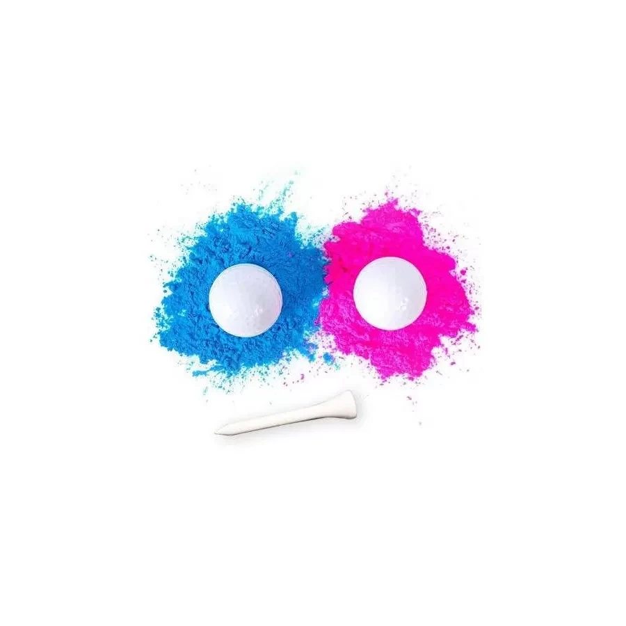 2 Balles de golf Gender Reveal avec poudre bleu et rose pour révélation