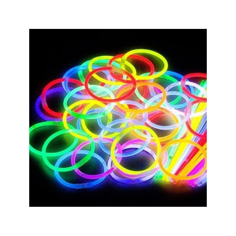 GLOW Tube de 100 bracelets fluos assortis 20x5 couleurs
