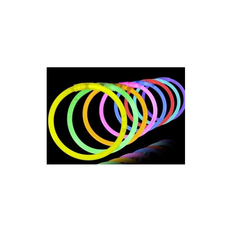 GLOW Tube de 100 bracelets fluos assortis 20x5 couleurs
