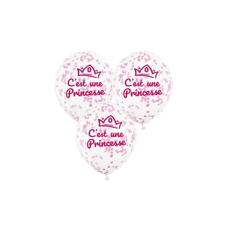 3 ballons C'EST UN PRINCE 30 cm confettis papier bleu