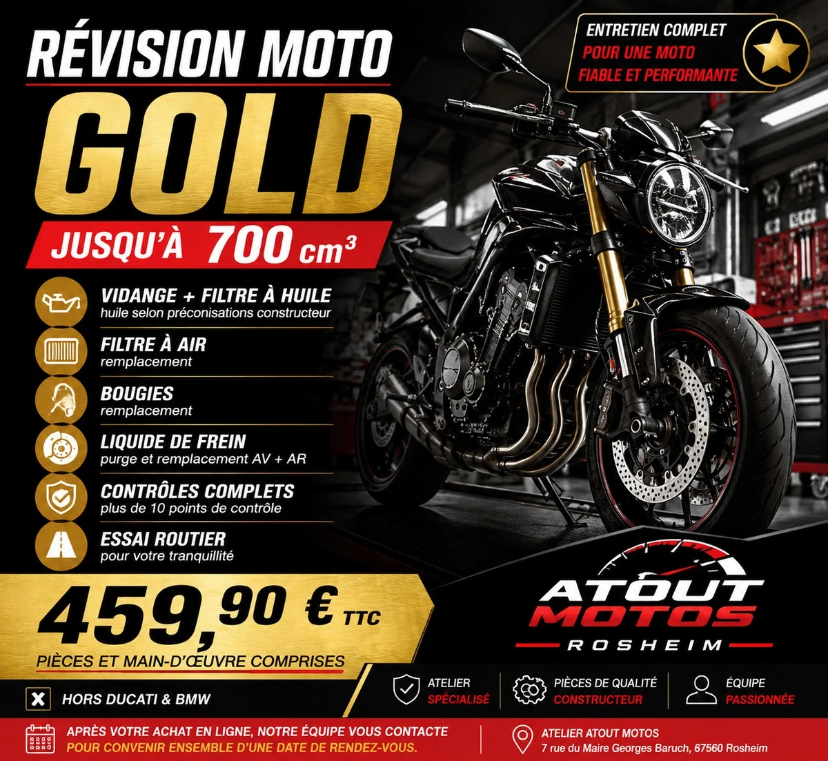 Révision moto Gold – jusqu’à 700 cm³