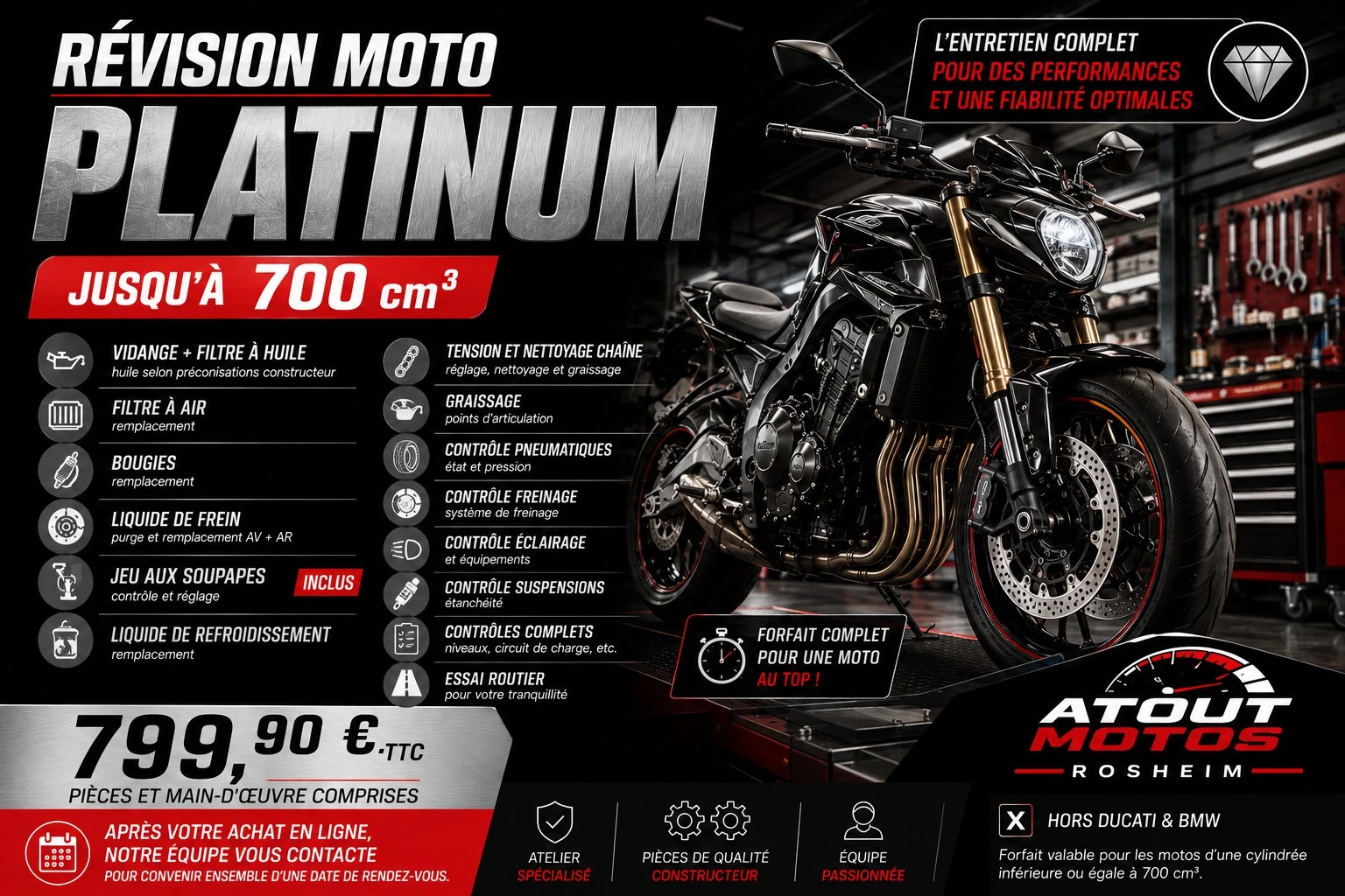 FORFAIT RÉVISION PLATINUM – MOTO JUSQU’À 700 CM³