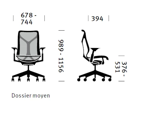 Fauteuil ergonomique Cosm Herman Miller Graphite – Ergonomique, confort intelligent, sans réglage