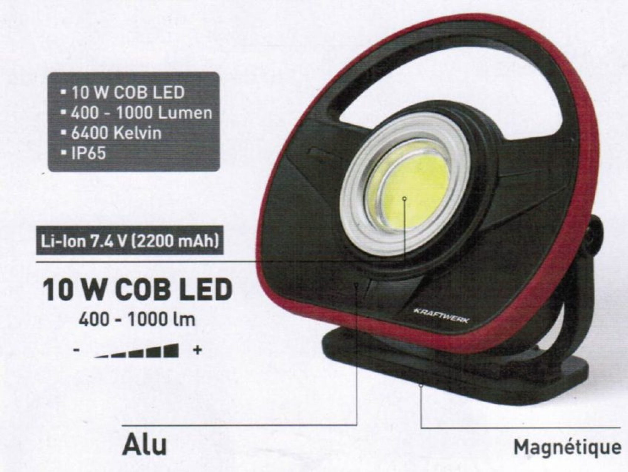 Lampe de travail LED rechargeable 10W avec rail de guidage KRAFTWERK