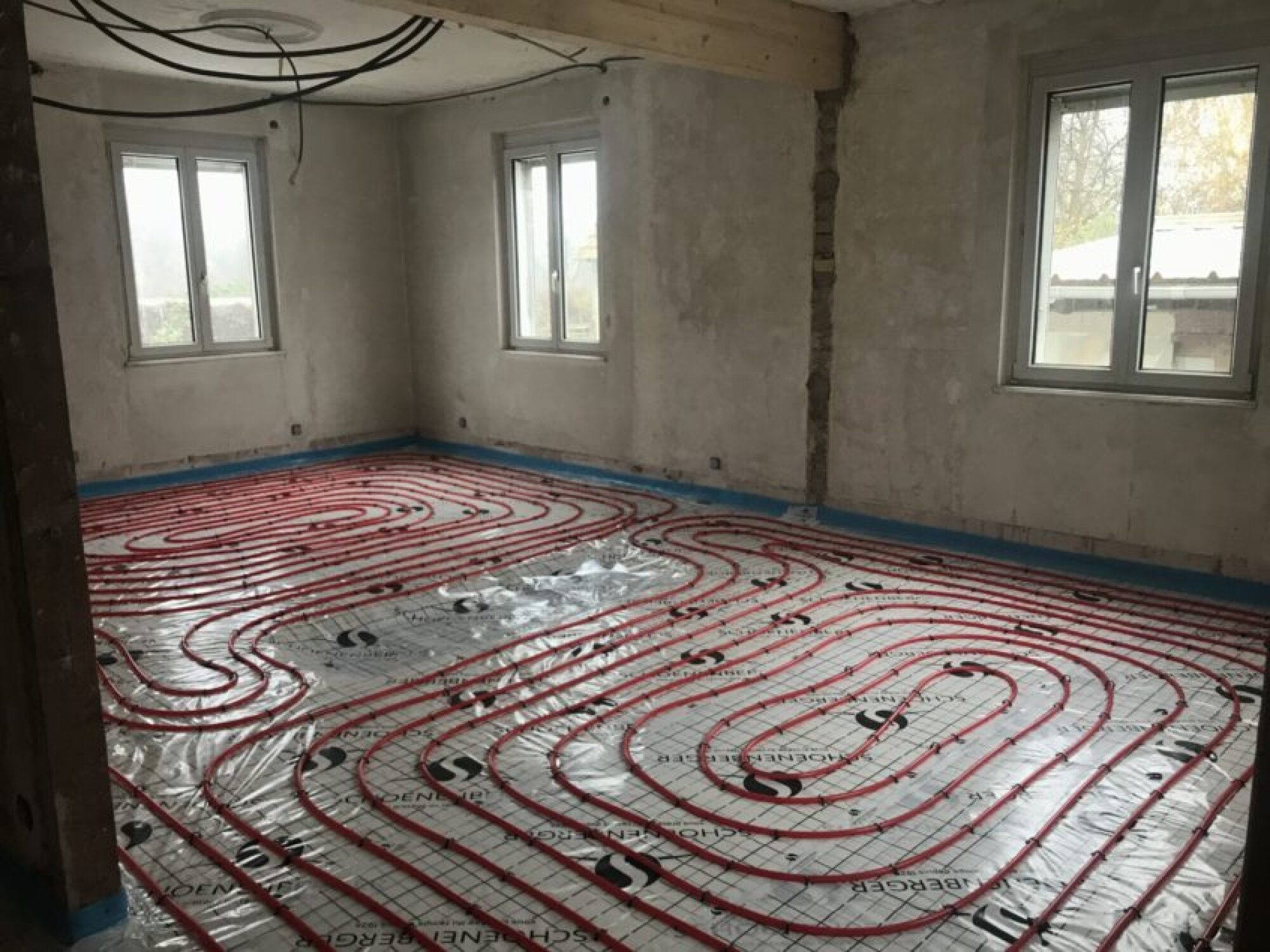 Rénovation complète de chauffage avec pose d'un plancher chauffant et d'une PAC AIR-AIR PANASONIC à Geispolsheim