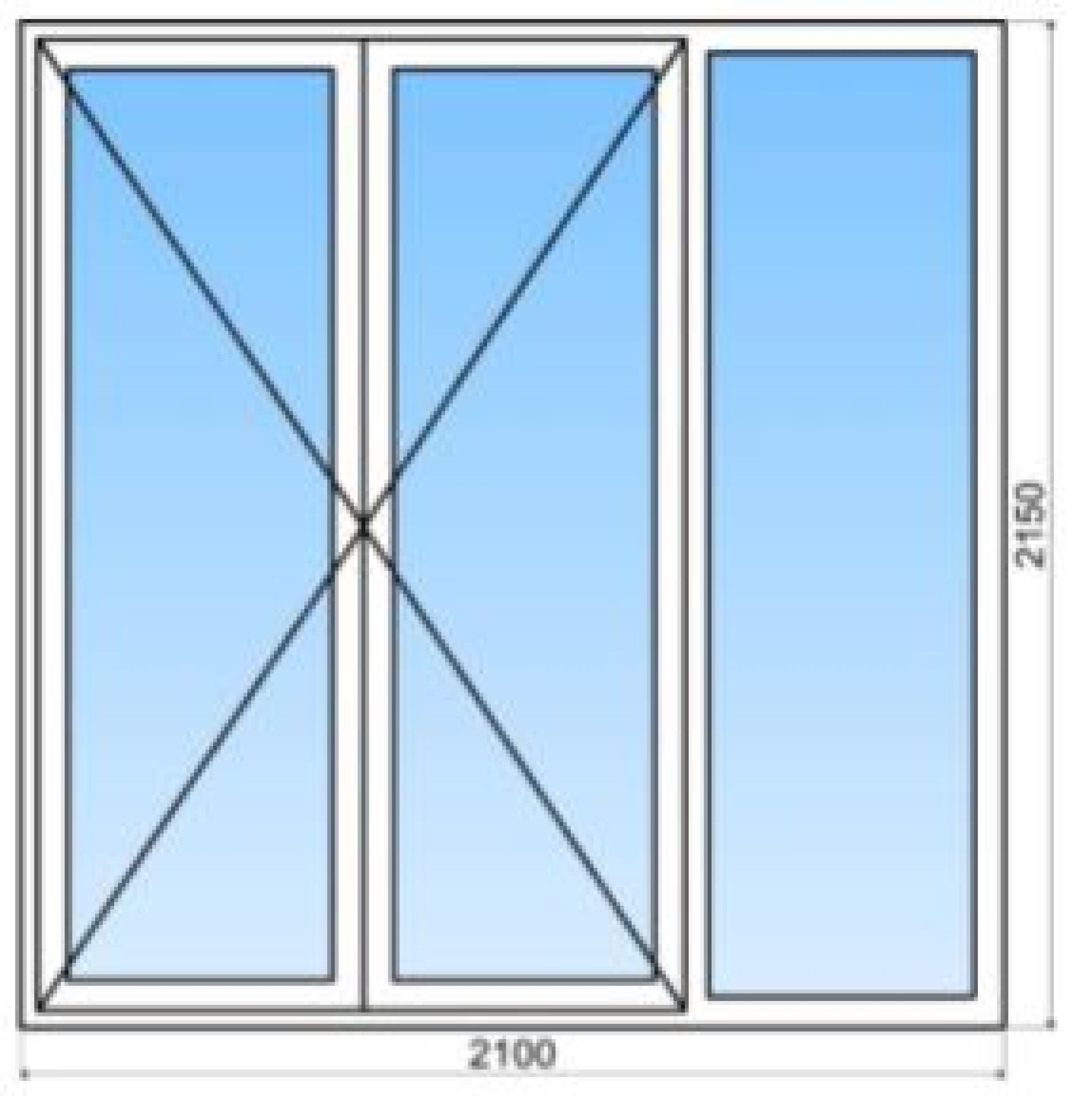 Porte-fenêtre PVC 2 vantaux et fixe