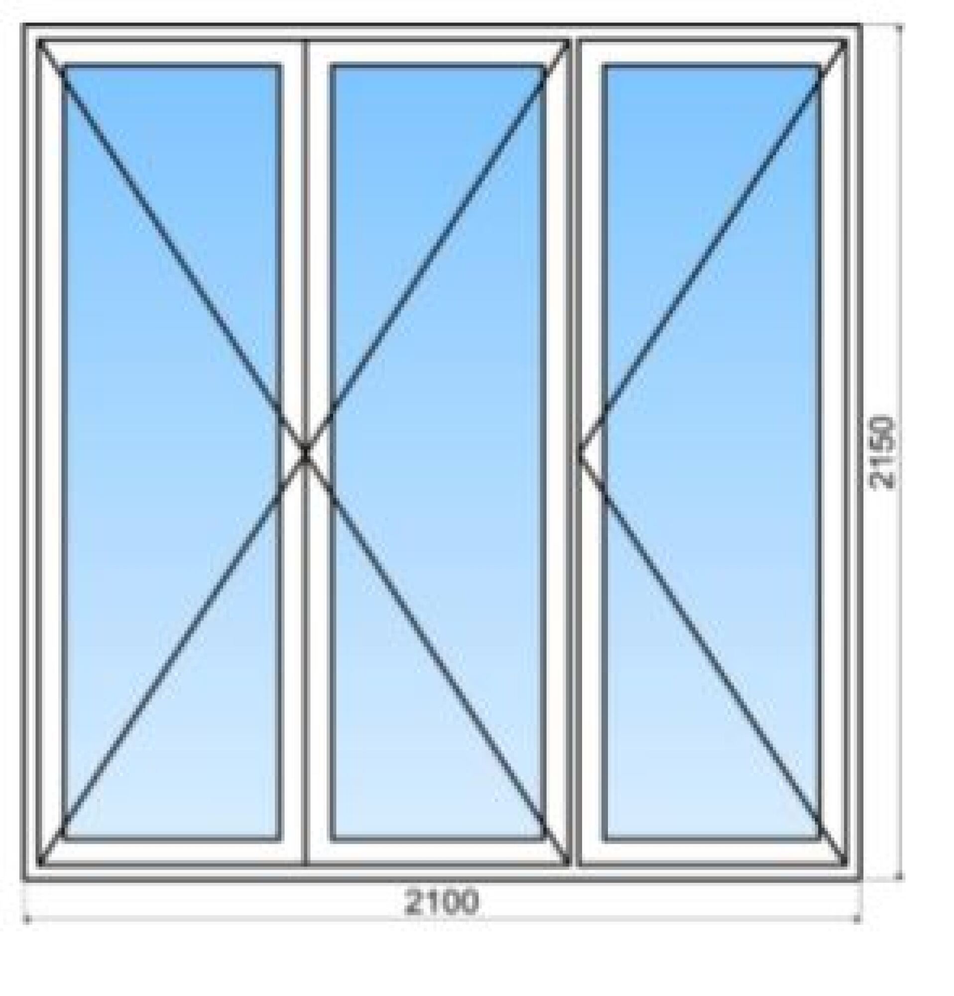 Porte-fenêtre PVC 3 vantaux – Clairs de vitrage égaux