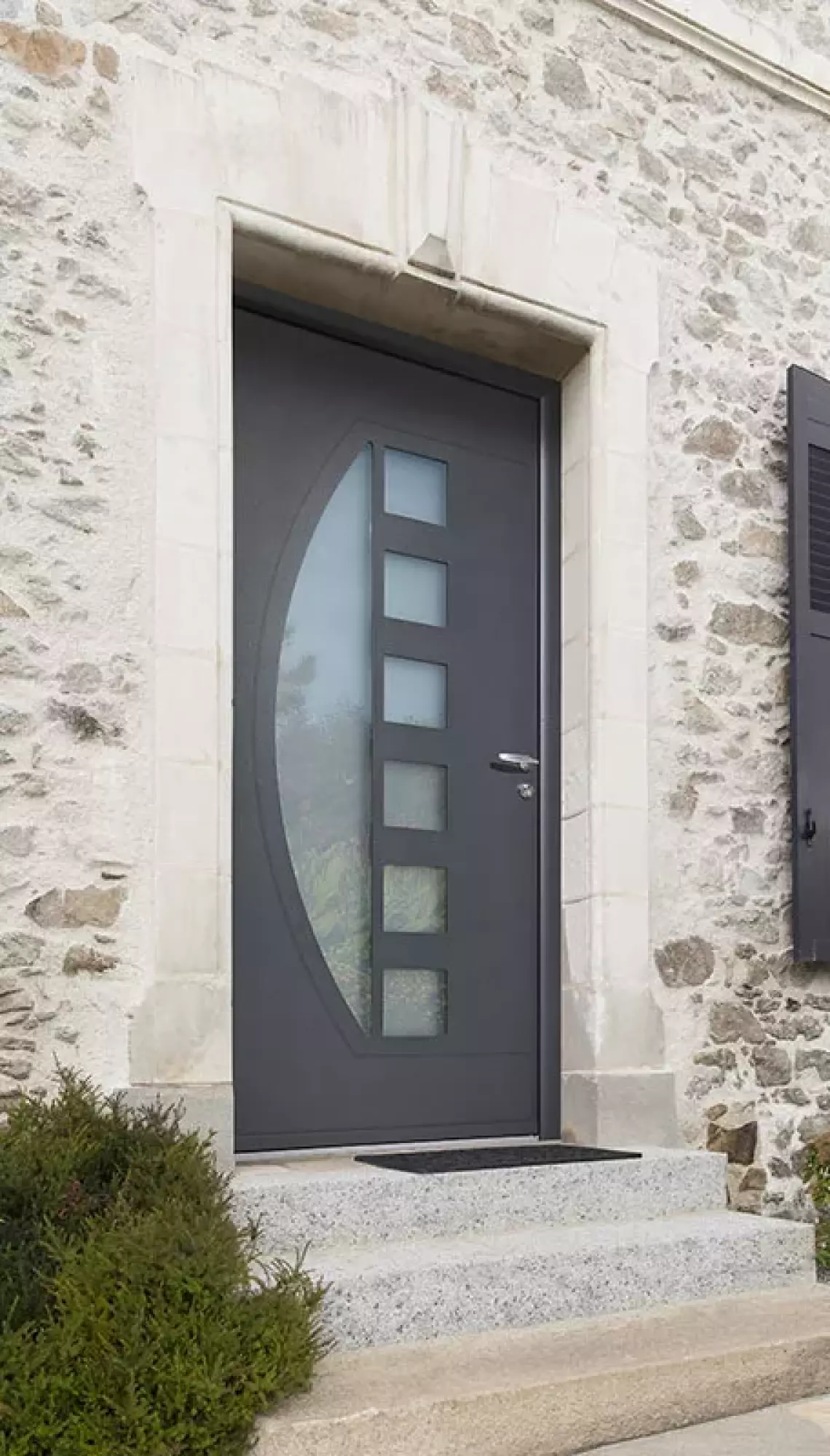 Porte d’entrée aluminium CYTISS 9 ZILTEN – Largeur 900mm x Hauteur 2150mm – RAL 7016