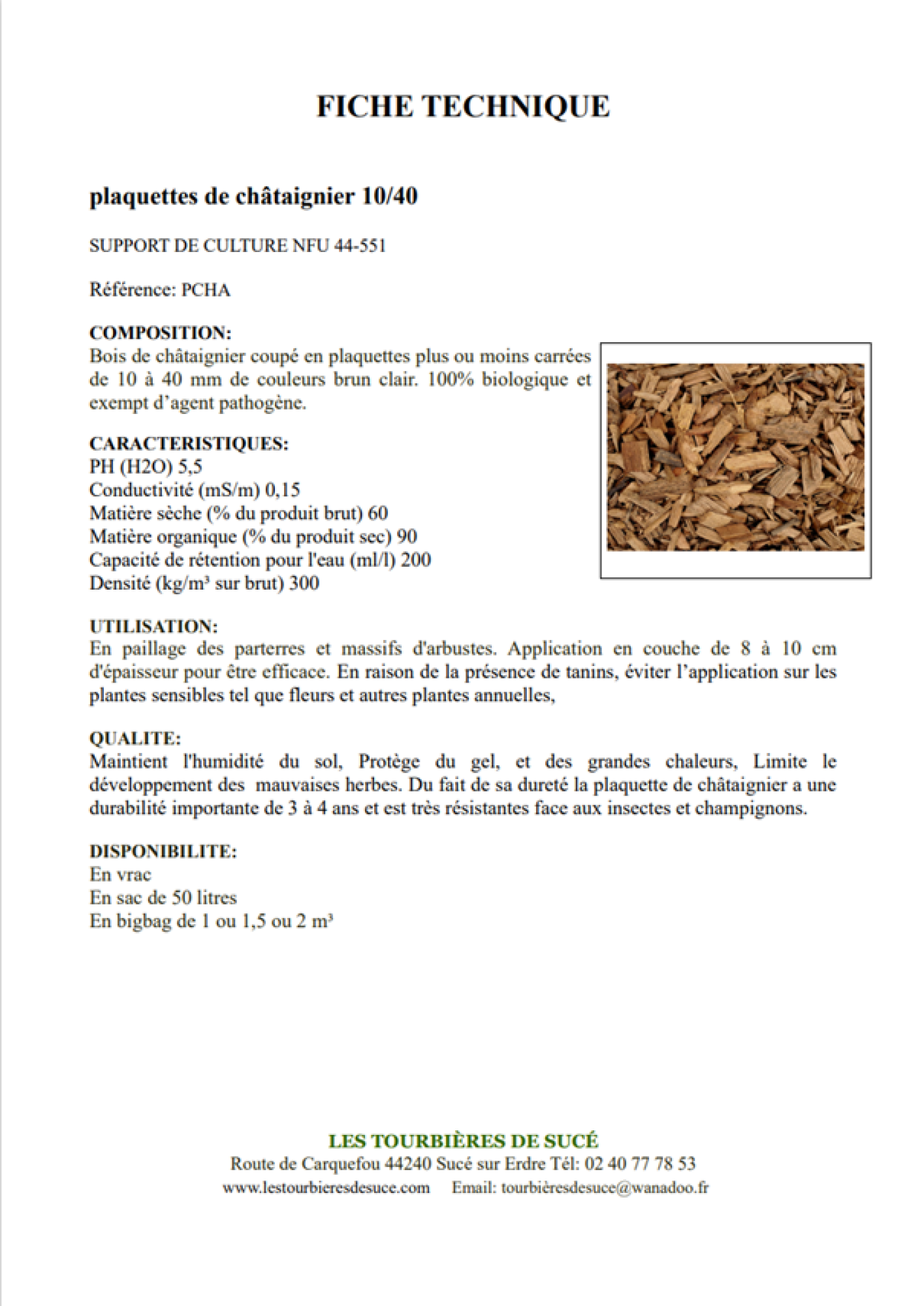 Paillage plaquettes de châtaignier 10/40
