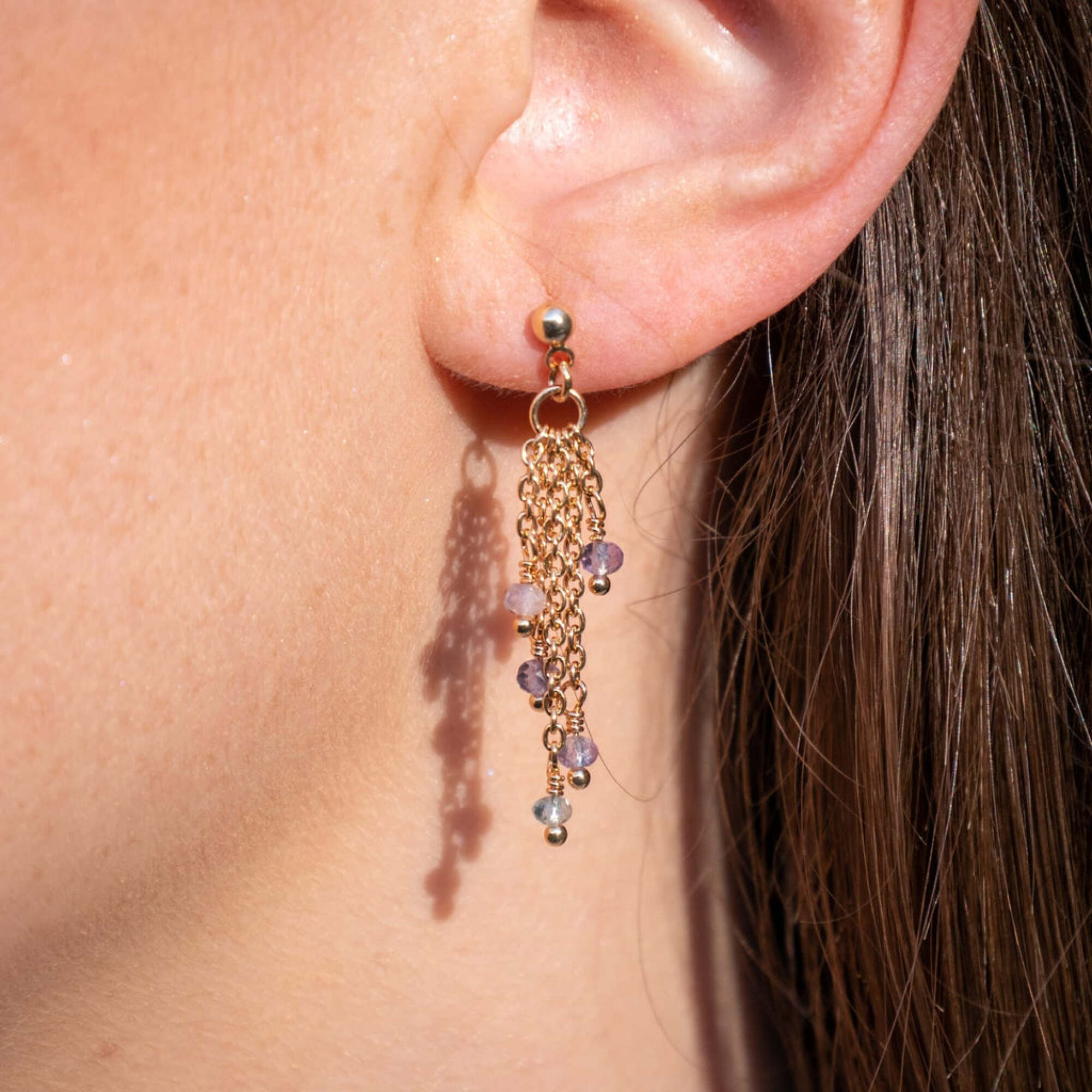 Boucles d'oreilles Bianca en pierres Fluorite
