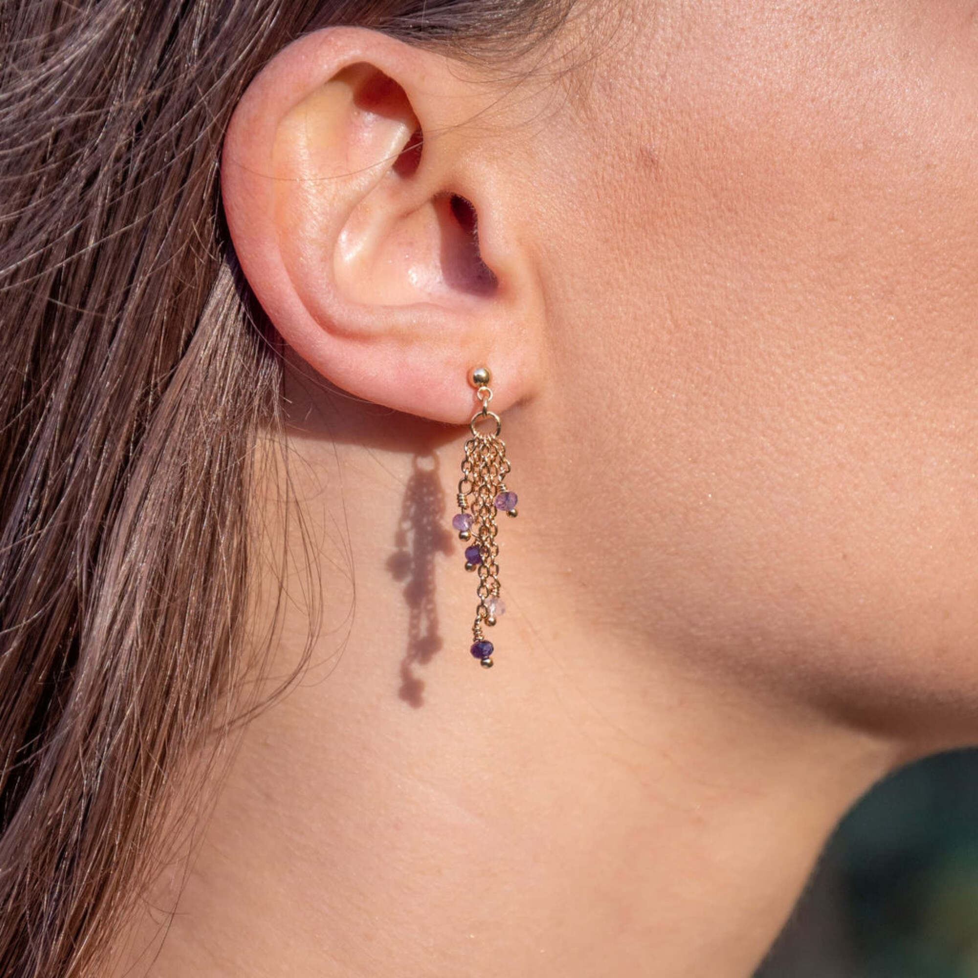 Boucles d'oreilles Bianca en pierres Fluorite