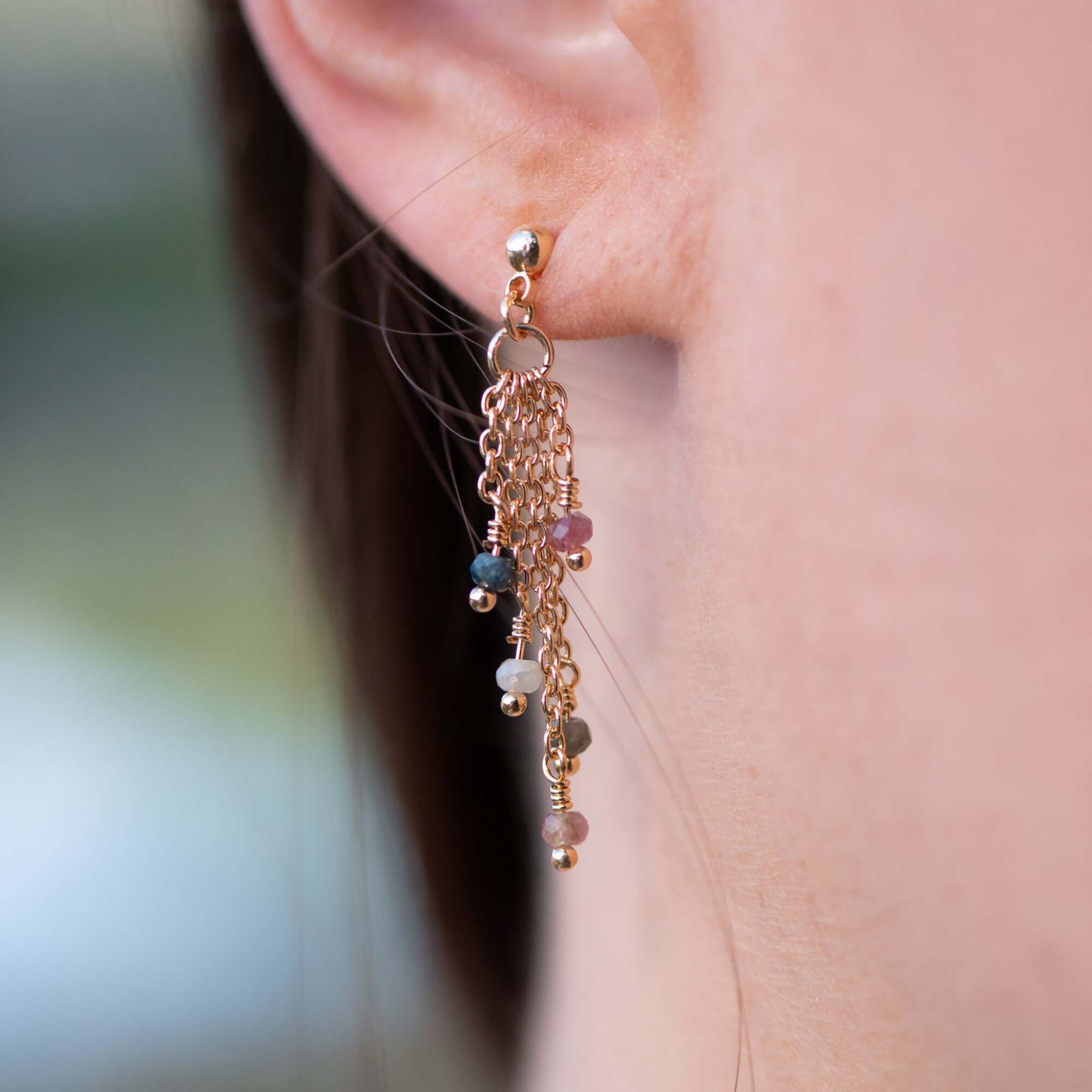 Boucles d'oreilles Bianca en pierres Tourmaline