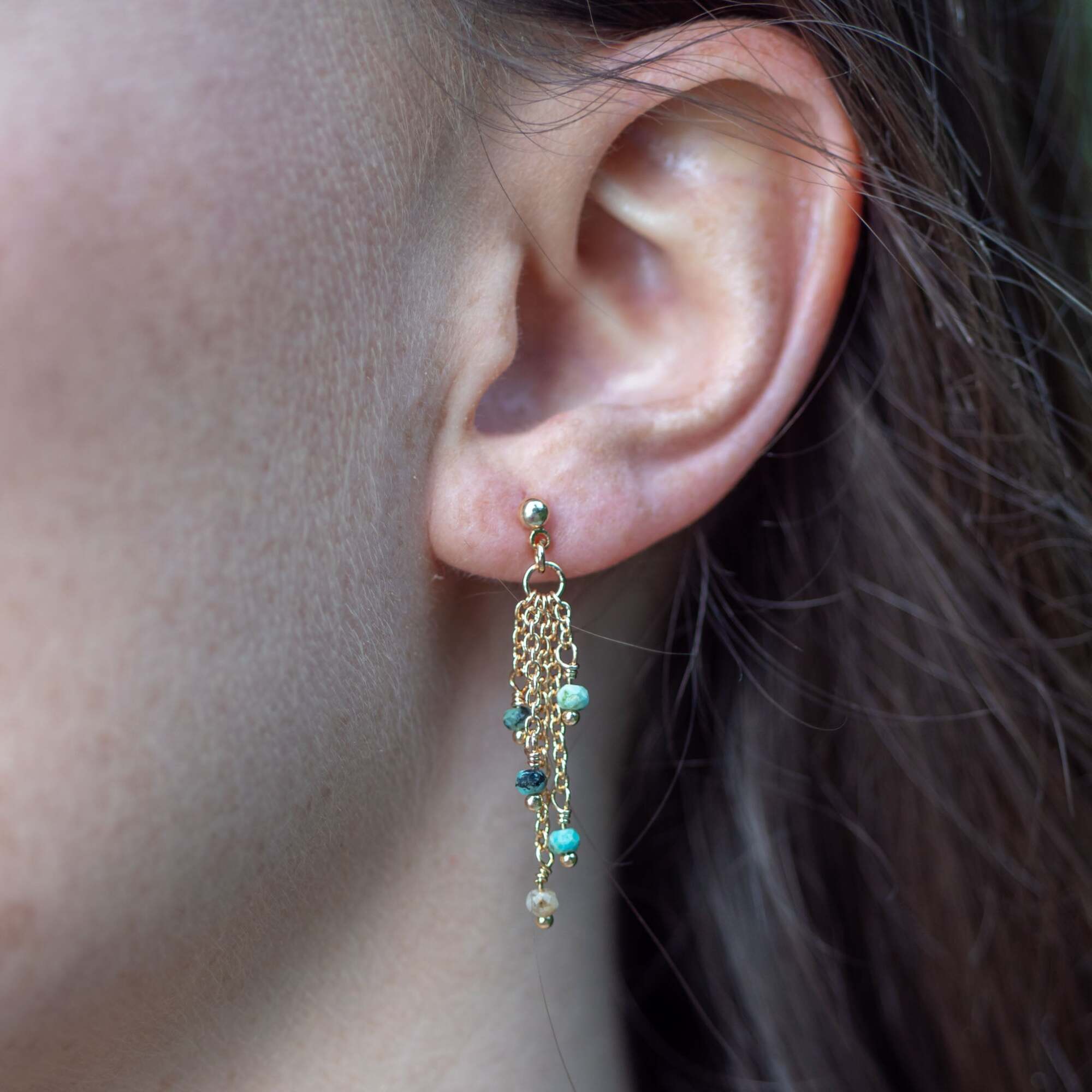 Boucles d'oreilles Bianca en pierres Turquoise Africain