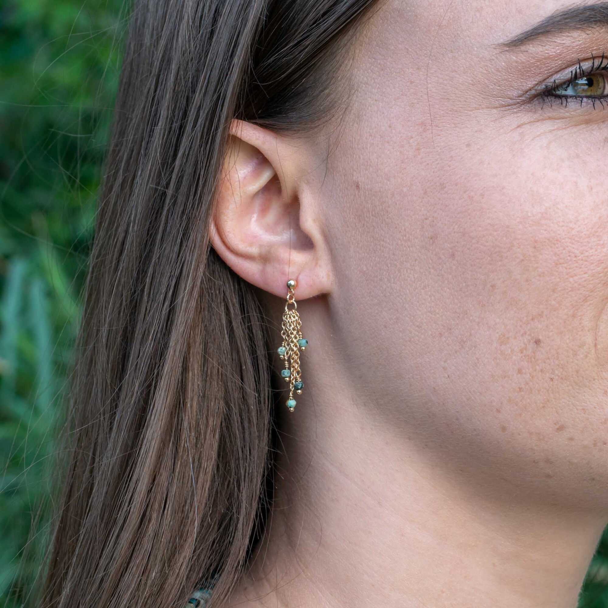 Boucles d'oreilles Bianca en pierres Turquoise Africain